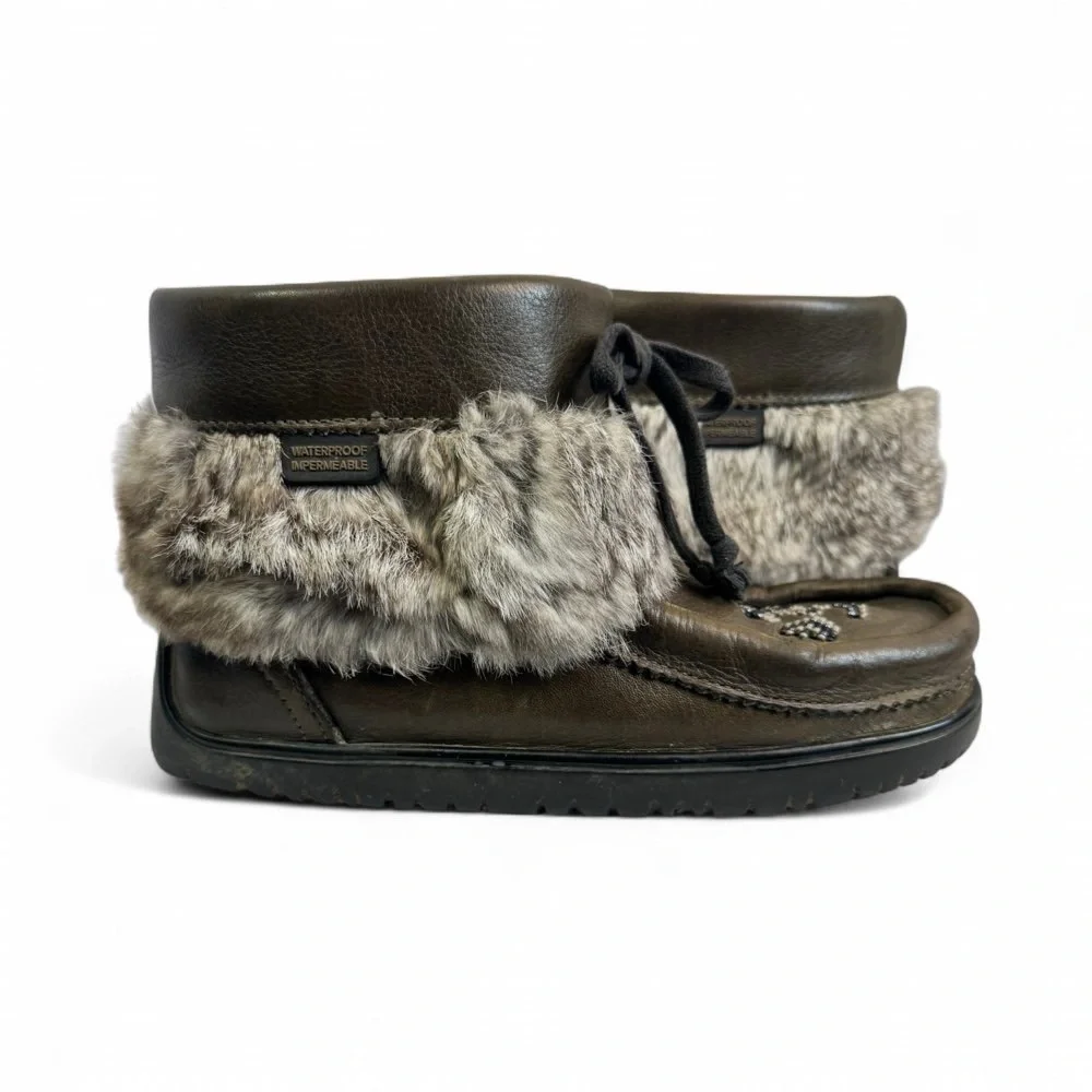 MANITOBAH MUKLUKS BROWN FUR TRIMMED BOOTS SIZE 6 WOMAN - Picture 6 of 16